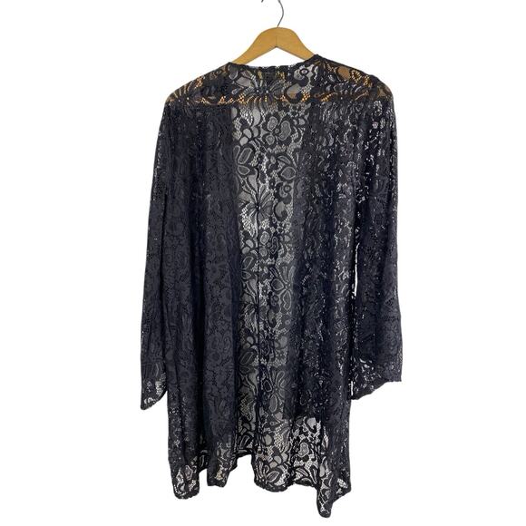 Black Lace Kimono Shawl Wrap Open Front Romantic Whimsigoth Fairy Grunge Vamp L - Picture 2 of 9